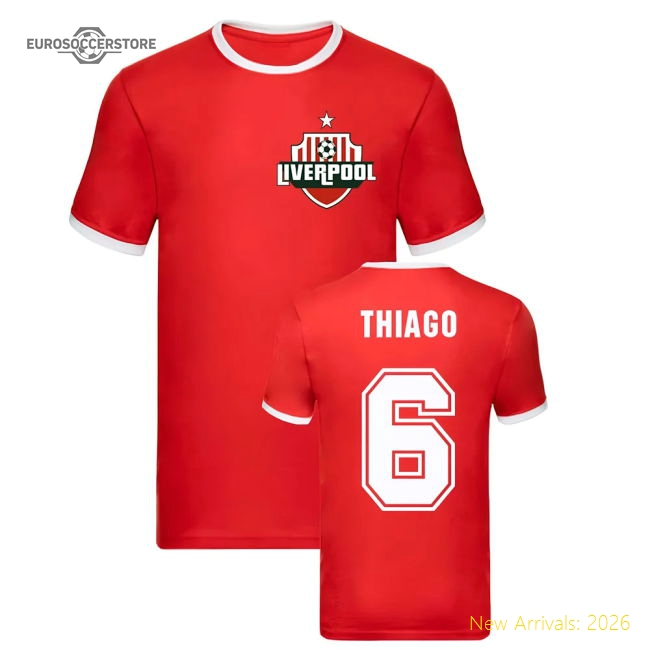 Thiago Liverpool Ringer Tee (Red)-Football Shirts Shop
