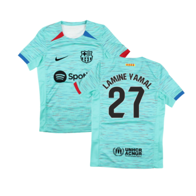 2023-2024 Barcelona Third Shirt (Kids) (Lamine Yamal 27)-Football Shirts Shop