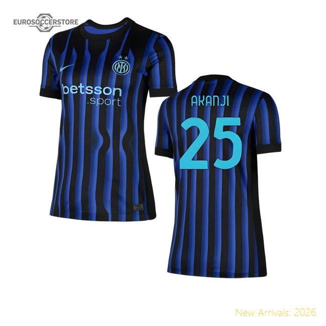 2025-2026 Inter Milan Home Shirt (Womens) (Akanji 25)-Football Shirts Shop