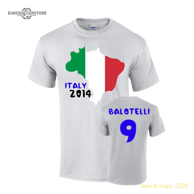 Italy 2014 Country Flag T-shirt (balotelli 9)-Football Shirts Shop