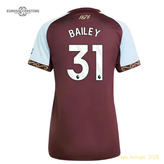 2025-2026 Aston Villa Home Shirt (Womens) (Bailey 31)-Football Shirts Shop
