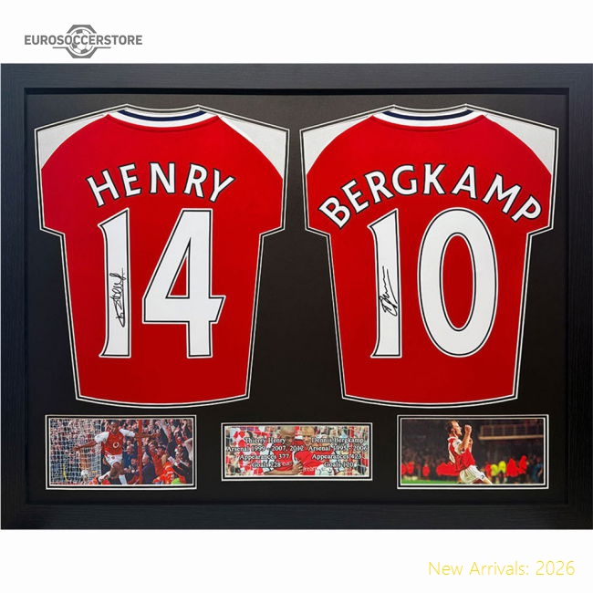 Arsenal FC Bergkamp & Henry Signed Shirts (Dual Framed)-Football Shirts Shop