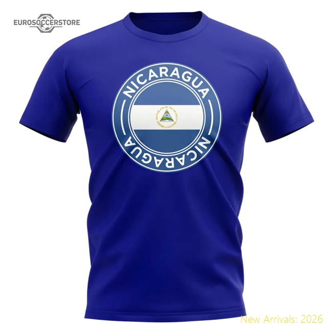 Nicaragua Football Badge T-Shirt (Royal)-Football Shirts Shop