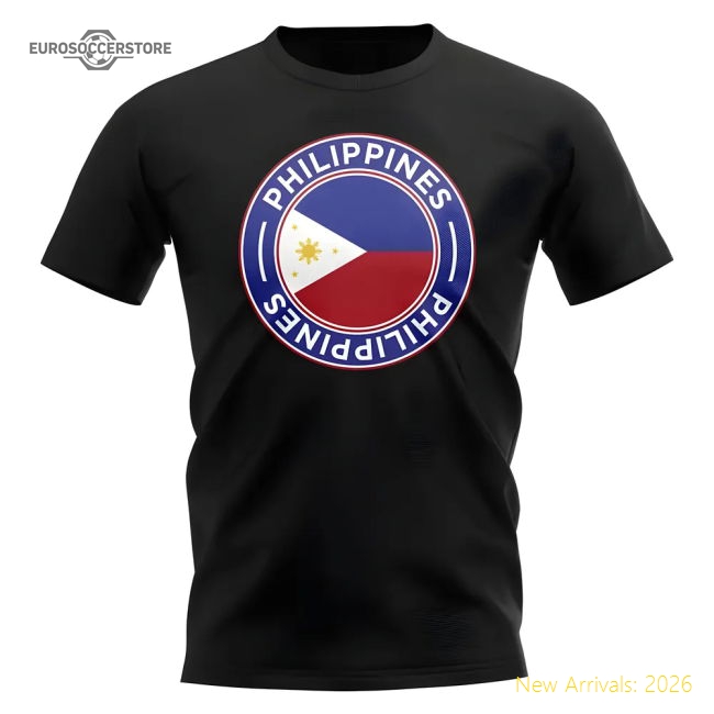 Philippnes Football Badge T-Shirt (Black)-Football Shirts Shop