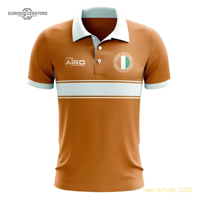 Cote D'Ivoire Concept Stripe Polo Shirt (Orange)-Football Shirts Shop