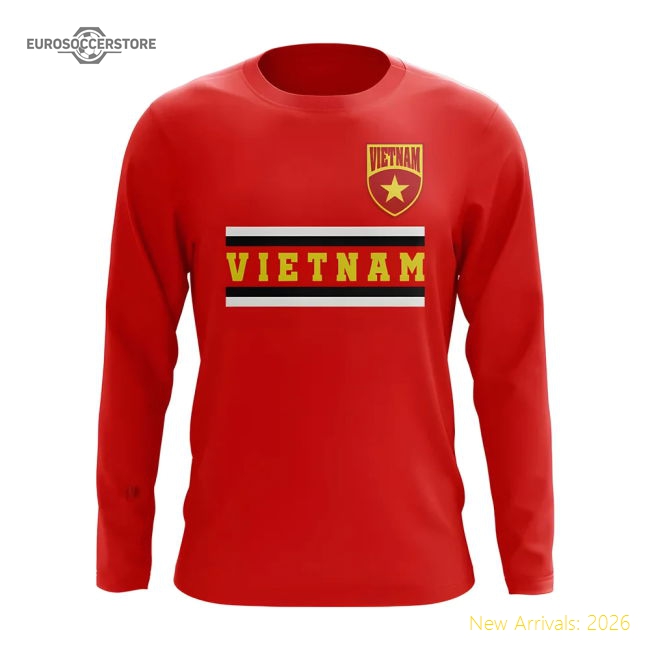Vietnam Core Football Country Long Sleeve T-Shirt (Red)-Football Shirts Shop