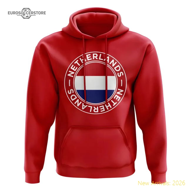 Netherlands Football Badge Hoodie (Red)-Football Shirts Shop