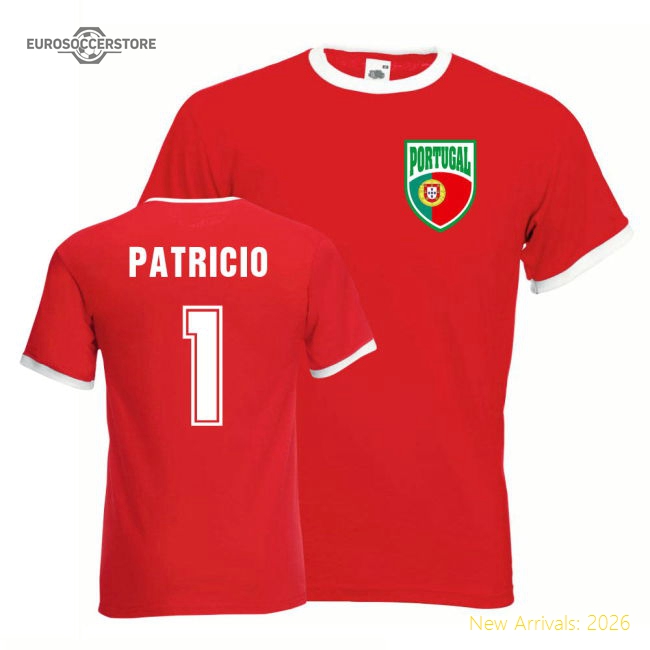 Rui Patricio Portugal Ringer Tee (red)-Football Shirts Shop