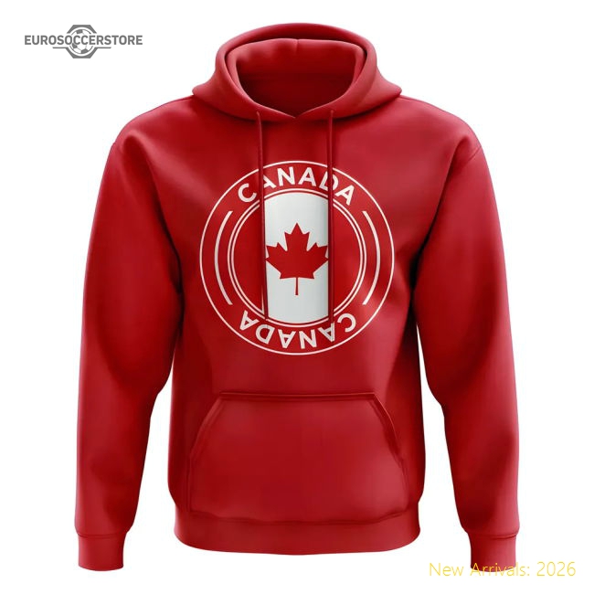 Canada Football Badge Hoodie (Red)-Football Shirts Shop