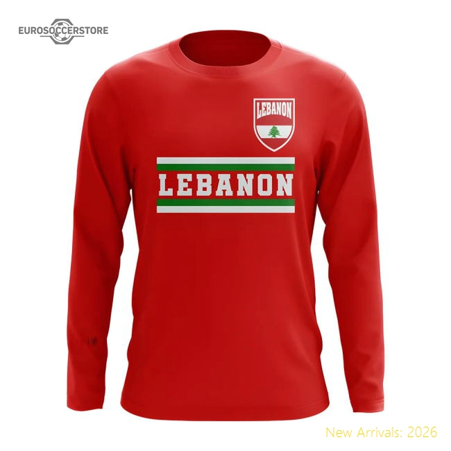 Lebanon Core Football Country Long Sleeve T-Shirt (Red)-Football Shirts Shop
