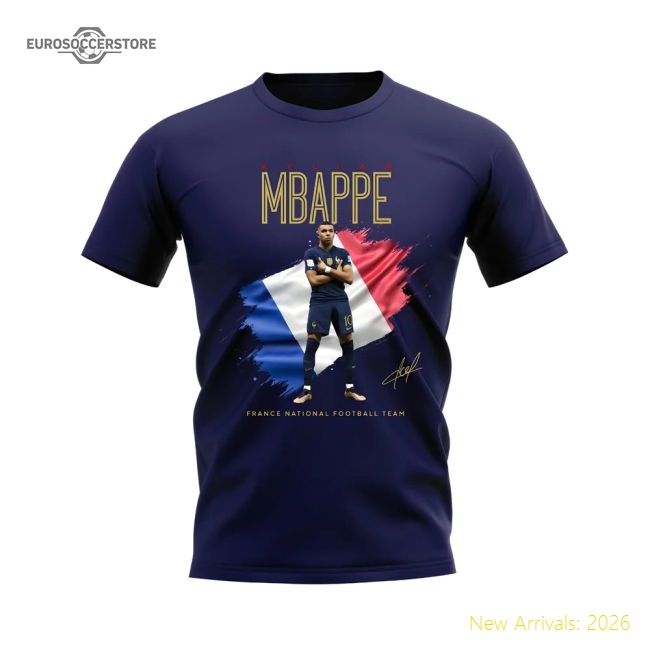 Kylian Mbappe France Celebration T-Shirt (Navy)-Football Shirts Shop