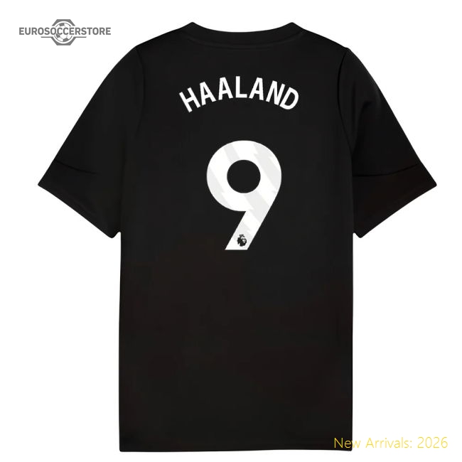 2025-2026 Man City Training Jersey (Black) - Kids (Haaland 9)-Football Shirts Shop