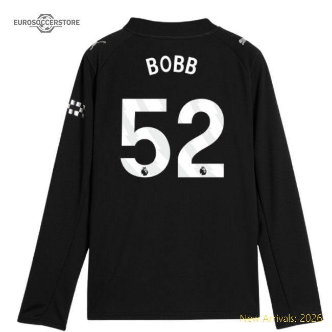 2025-2026 Man City Long Sleeve Away Shirt (Kids) (Bobb 52)-Football Shirts Shop