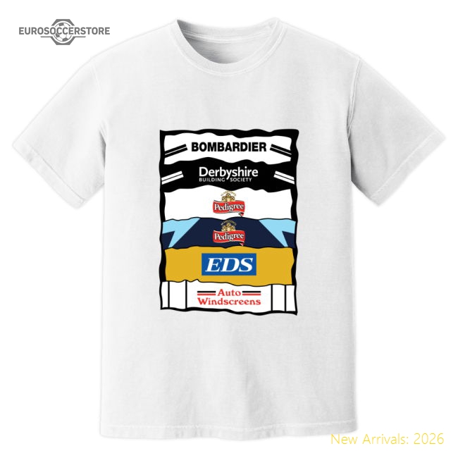 Derby Sponsor History T-Shirt (White)-Football Shirts Shop