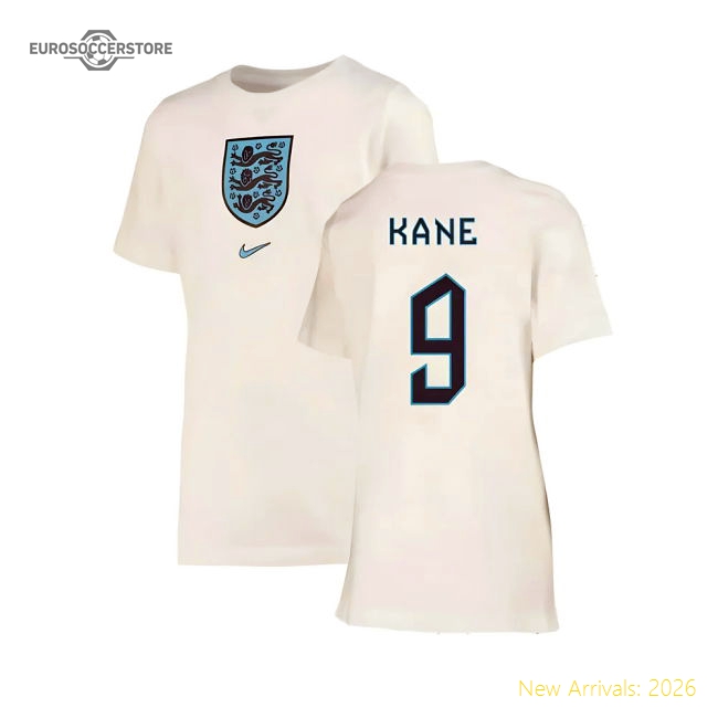 2022-2023 England Crest Tee (White) - Kids (Kane 9)-Football Shirts Shop