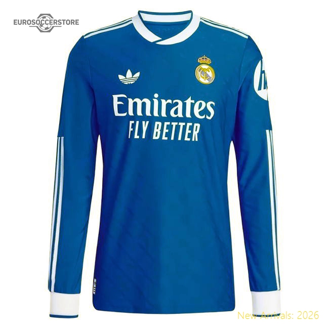 2025-2026 Real Madrid Authentic Long Sleeve Third Shirt (Valverde 8)-Football Shirts Shop