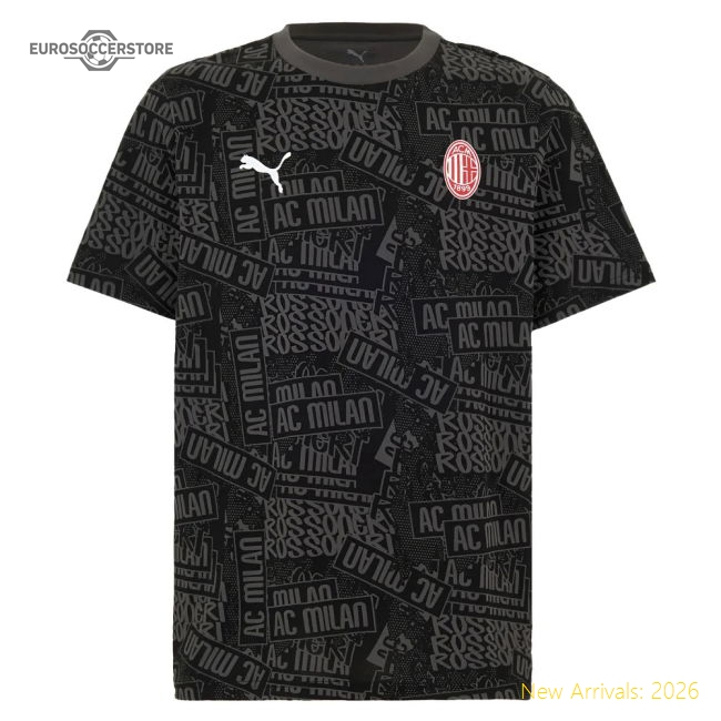 2025-2026 AC Milan ftblCulture Tee AOP (Black)-Football Shirts Shop