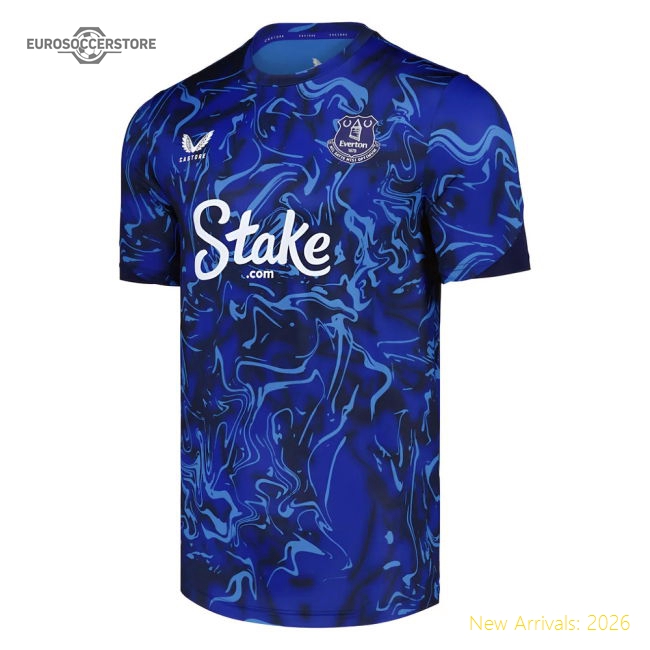 2025-2026 Everton Pre Match Short Sleeve Tee (Blue) (Your Name)-Football Shirts Shop