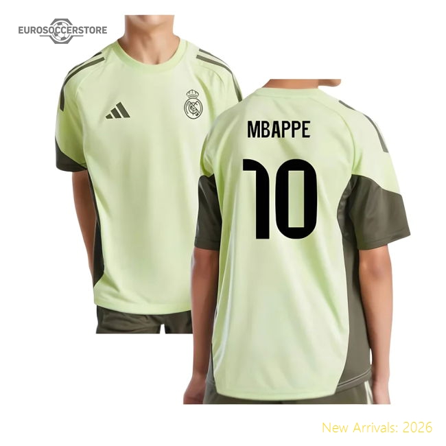2025-2026 Real Madrid Training Jersey (Almost Lime) - Kids (Mbappe 10)-Football Shirts Shop