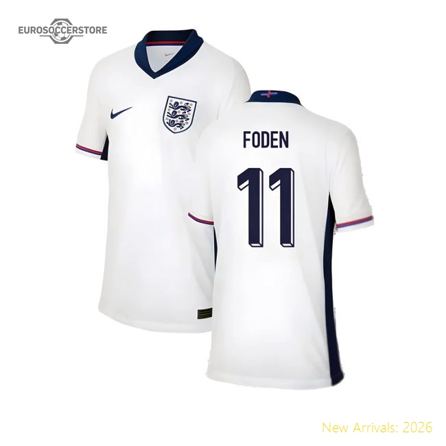 2024-2025 England Home Shirt (Kids) (Foden 11)-Football Shirts Shop