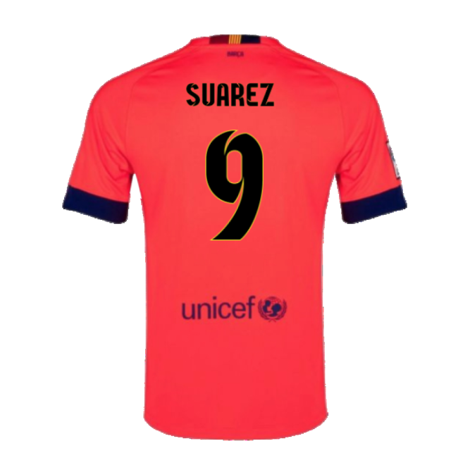 Barcelona 2014-15 Away Shirt ((Excellent) L) (Suarez 9)-Football Shirts Shop