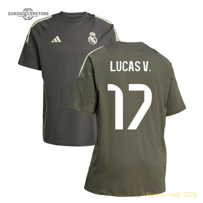 2025-2026 Real Madrid Training Tee (Utility Grey) (Lucas V. 17)-Football Shirts Shop