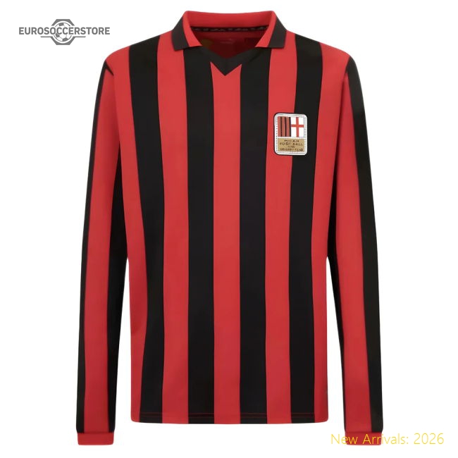 AC Milan 125th Authentic Shirt LS (Black-Red)-Football Shirts Shop