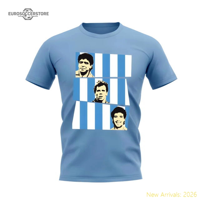 Maradona Zola Careca Napoli T-Shirt (Sky)-Football Shirts Shop