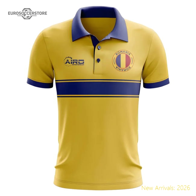 Romania Concept Stripe Polo Shirt (Yellow)-Football Shirts Shop
