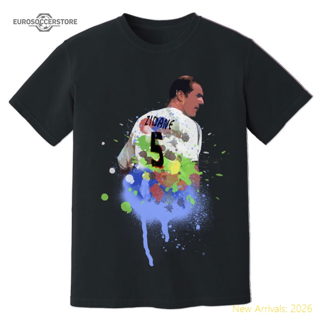 Zinedine Zidane Real Madrid Art T-Shirt (Black)-Football Shirts Shop