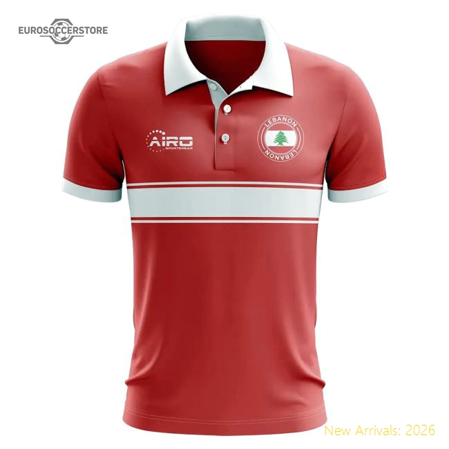 Lebanon Concept Stripe Polo Shirt (Red)-Football Shirts Shop