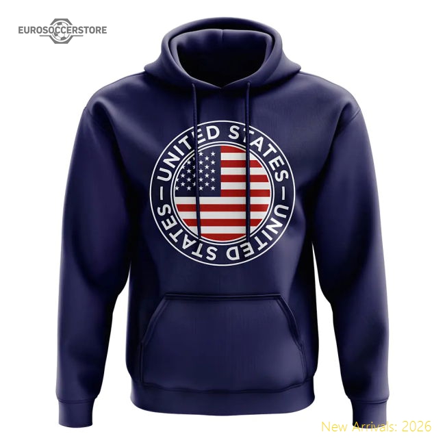 USA Football Badge Hoodie (Navy)-Football Shirts Shop