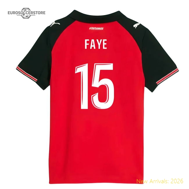 2025-2026 Stade Rennais Home Shirt (Kids) (Faye 15)-Football Shirts Shop