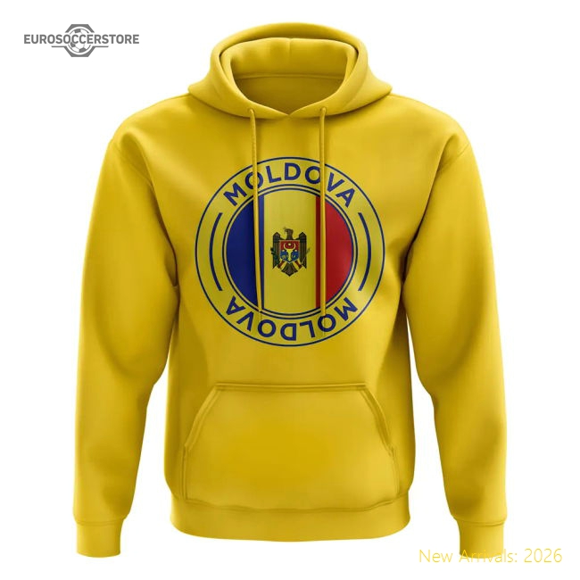 Moldova Football Badge Hoodie (Yellow)-Football Shirts Shop