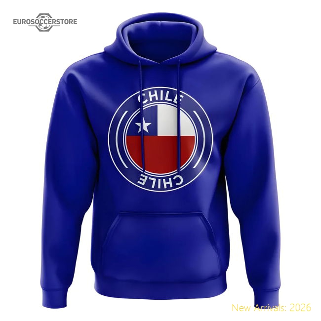 Chile Football Badge Hoodie (Royal)-Football Shirts Shop