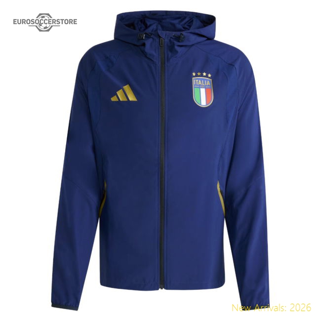 2026-2027 Italy Tiro Travel Full Zip Windbreaker (Victory Blue)-Football Shirts Shop