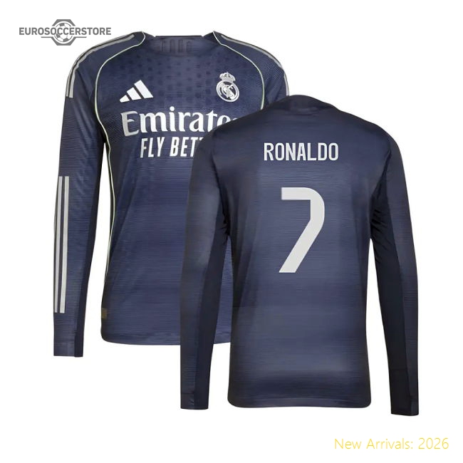 2025-2026 Real Madrid Long Sleeve Away Shirt (Ronaldo 7)-Football Shirts Shop