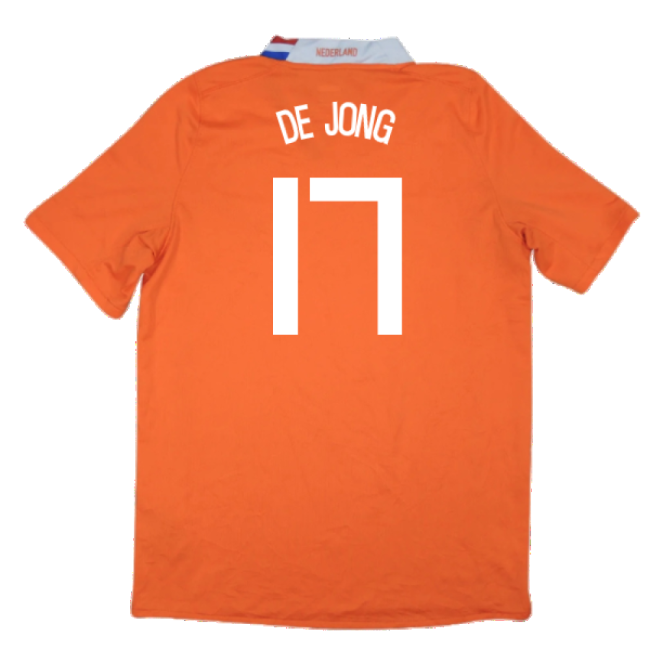 Holland 2008-10 Home Shirt ((Excellent) M) (De Jong 17)-Football Shirts Shop