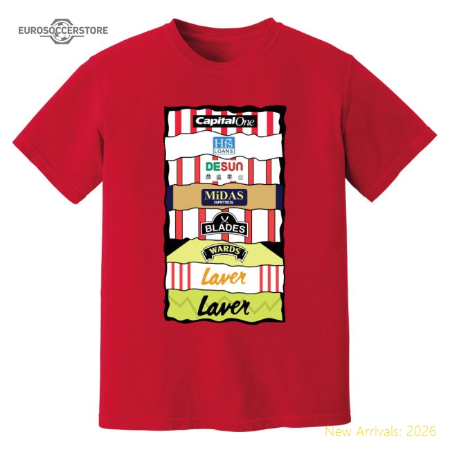 Sheffield United Sponsor History T-Shirt (Red)-Football Shirts Shop