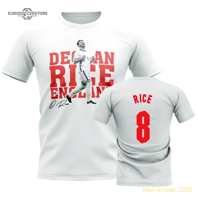 Declan Rice England Player Tee (White)-Football Shirts Shop