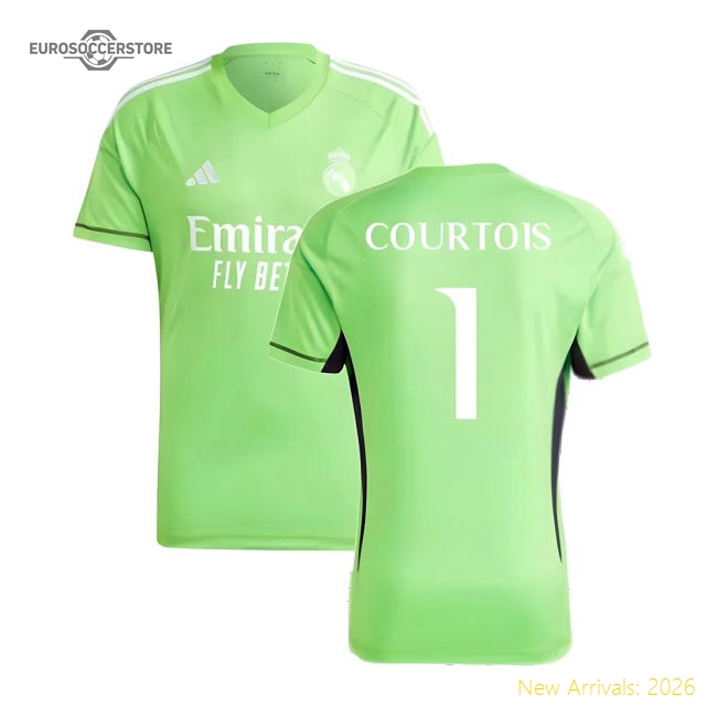 2023-2024 Real Madrid Home Goalkeeper Shirt (Solar Green) (COURTOIS 1)-Football Shirts Shop