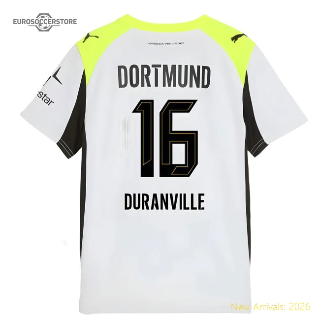 2025-2026 Borussia Dortmund Away Shirt (Kids) (Duranville 16)-Football Shirts Shop