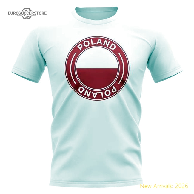 Poland Football Badge T-Shirt (White)-Football Shirts Shop
