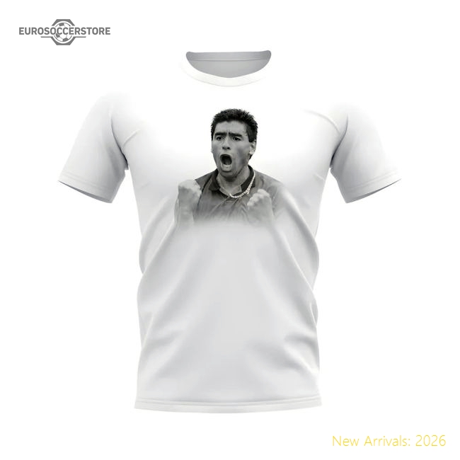 Diego Maradona Argentina Legend T-Shirt (White)-Football Shirts Shop