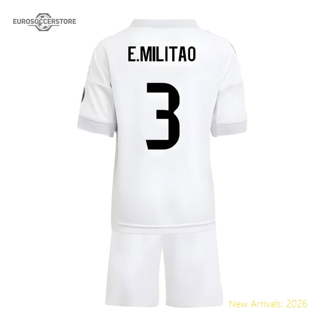 2025-2026 Real Madrid Home Mini Kit (E.Militao 3)-Football Shirts Shop