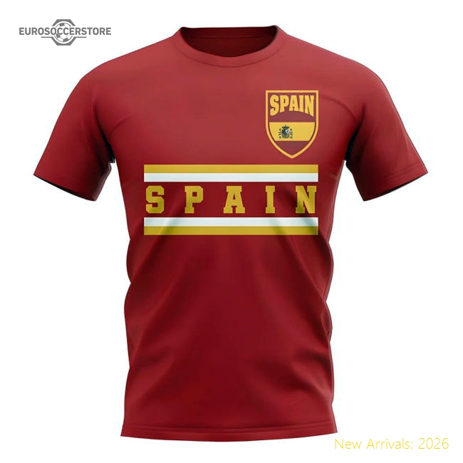 Spain Core Football Country T-Shirt (Red)-Football Shirts Shop