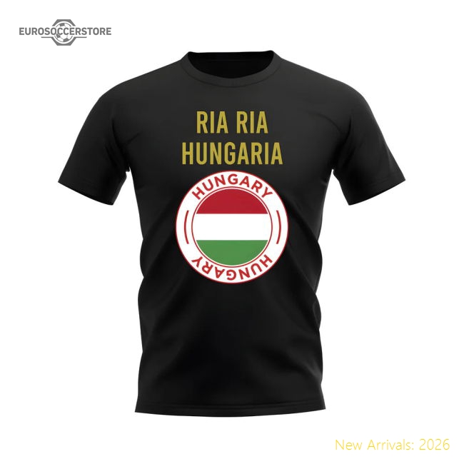 Ria Ria Hungaria Hungary Fans Phrase T-shirt (Black)-Football Shirts Shop