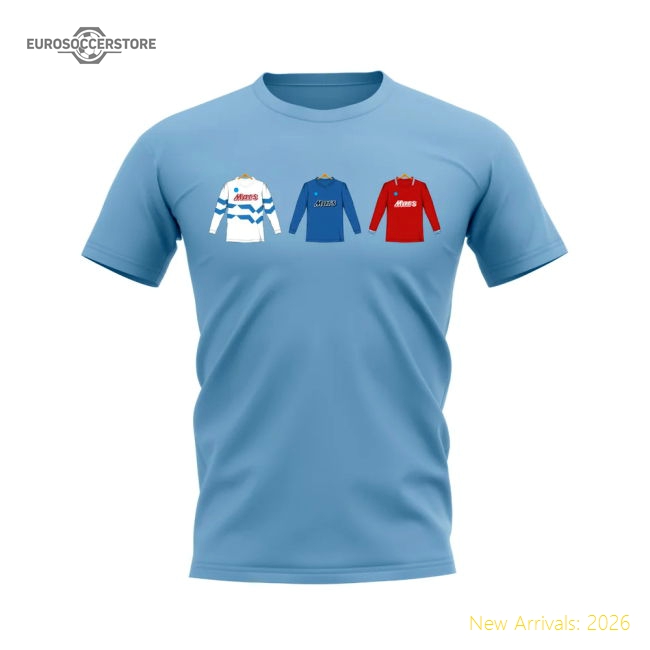 Napoli 1989-1990 Retro Shirt T-shirt (Sky Blue)-Football Shirts Shop