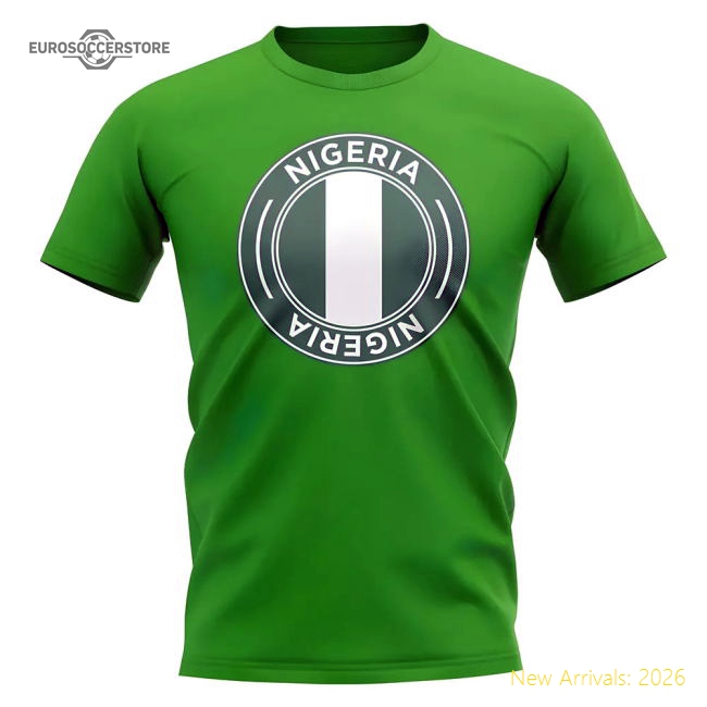 Nigeria Football Badge T-Shirt (Green)-Football Shirts Shop