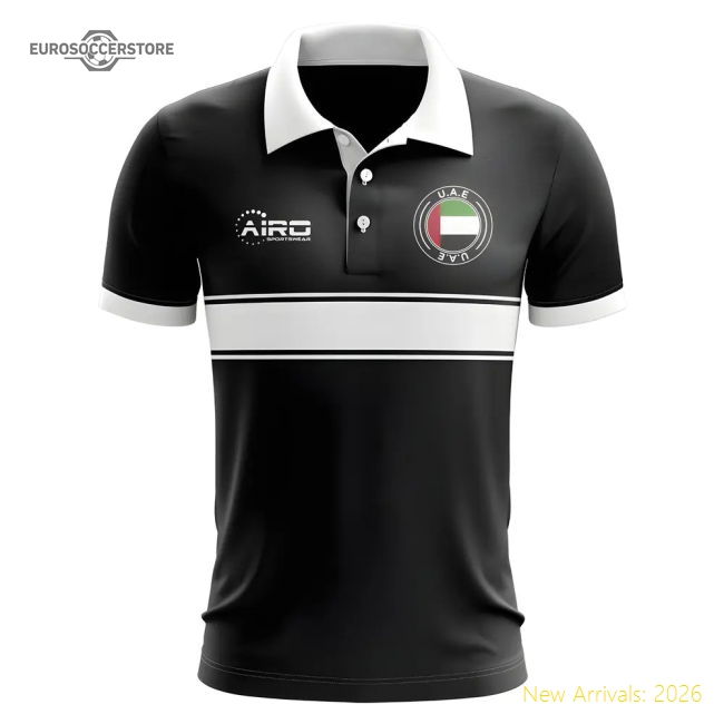 UAE Concept Stripe Polo Shirt (Black)-Football Shirts Shop